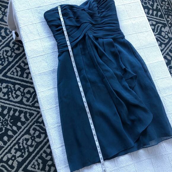 David’s Bridal Strapless Chiffon Mini Dress 2 Navy Blue F14847 Prom Wedding - Picture 7 of 8